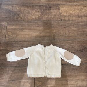 La Coqueta Cream Merino Knit Baby Cardigan - 6M